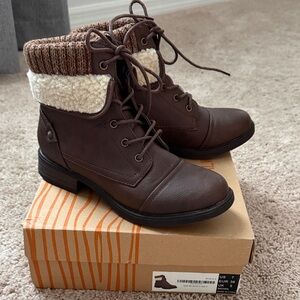 Brown Lace-Up Ankle Boots